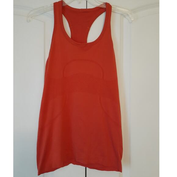 lululemon athletica Tops - Lululemon Red Orange Lightweight Performance Perforated Racer Back Tank Top 6